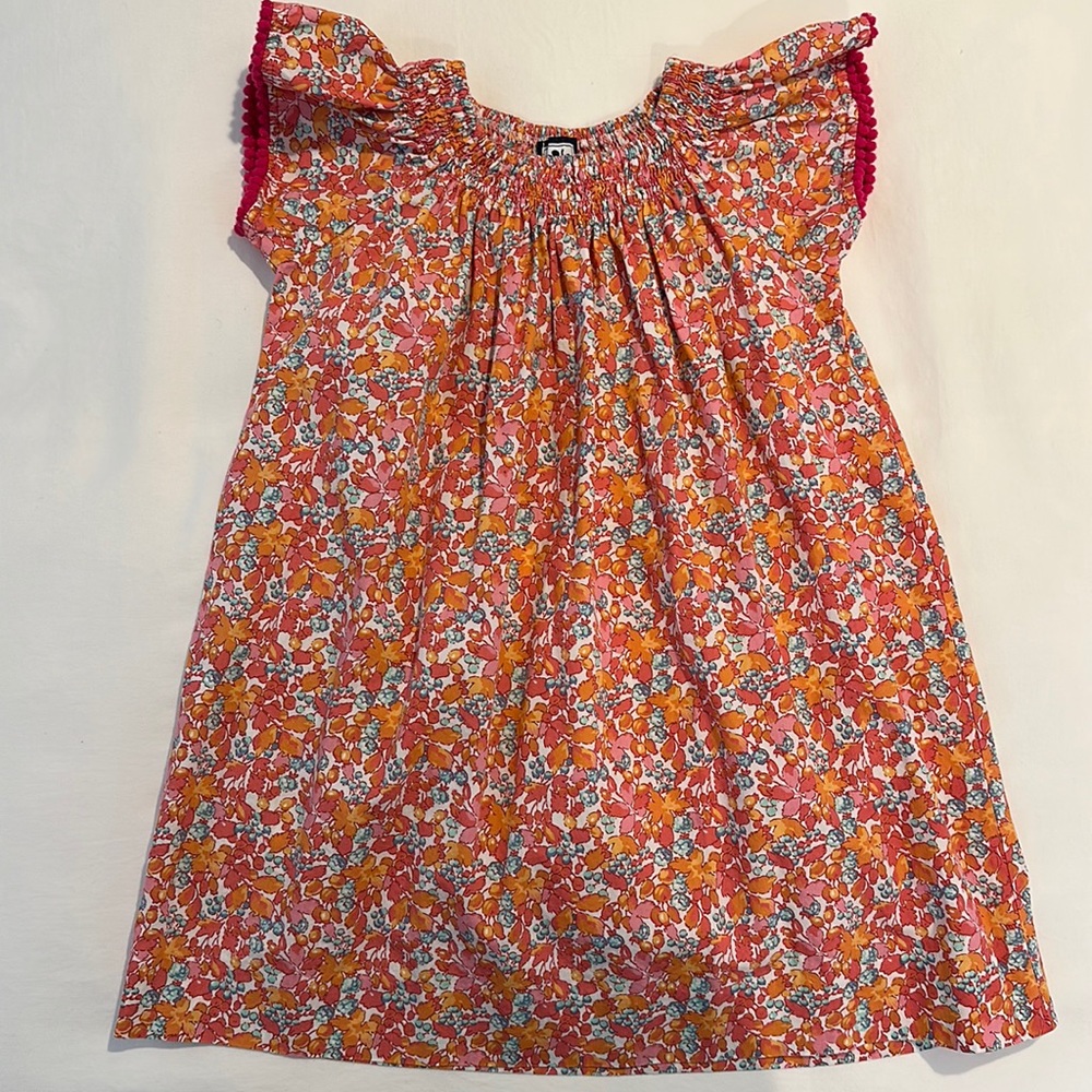Busy Bees Jules Smock Necked Flutter Sleeve Dress